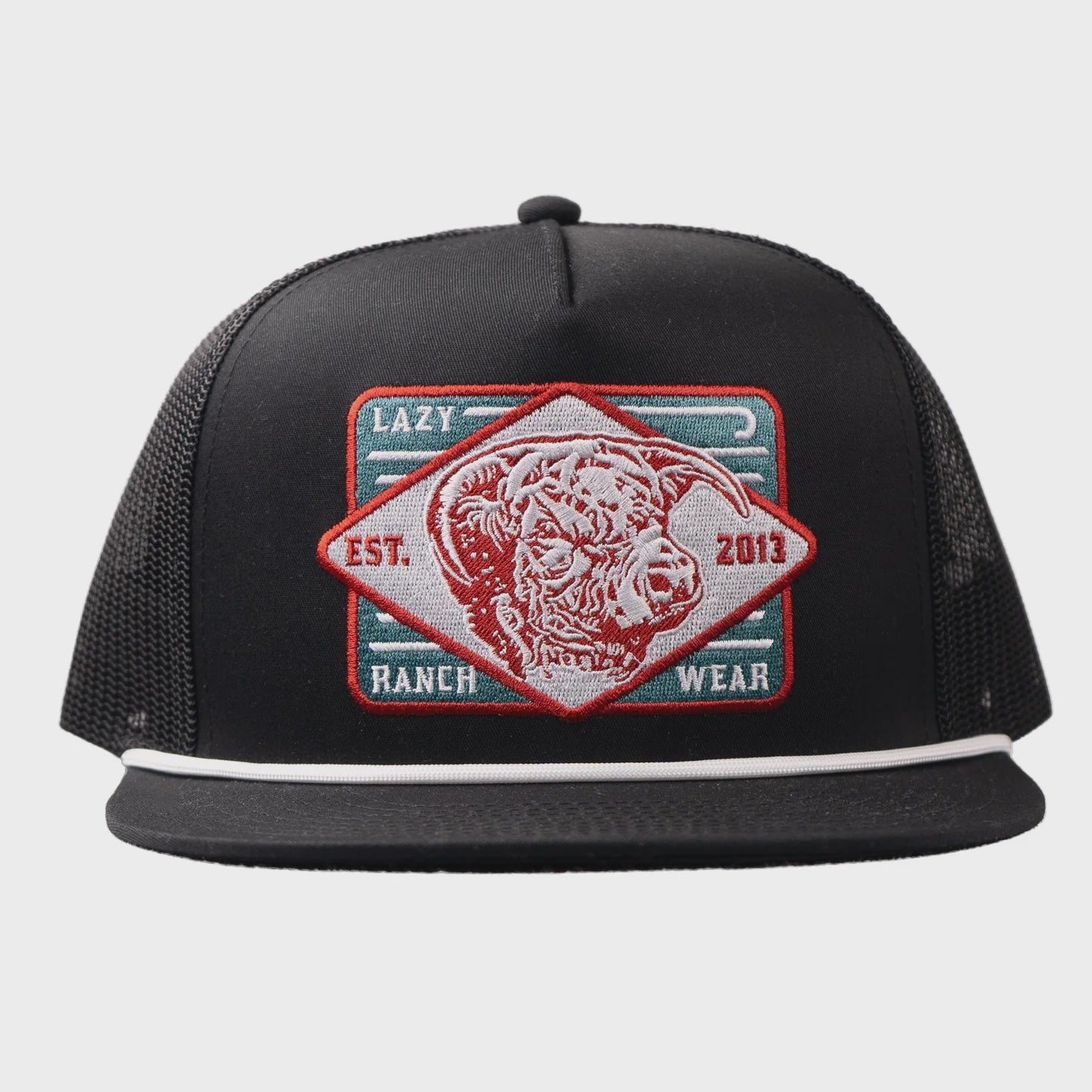 LAZY J RANCH BLACK & BLACK IRON CLASSIC ROPE TRUCKER HAT