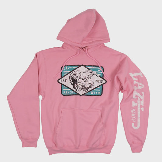LAZY J RANCH IRON HORN PINK HOODIE