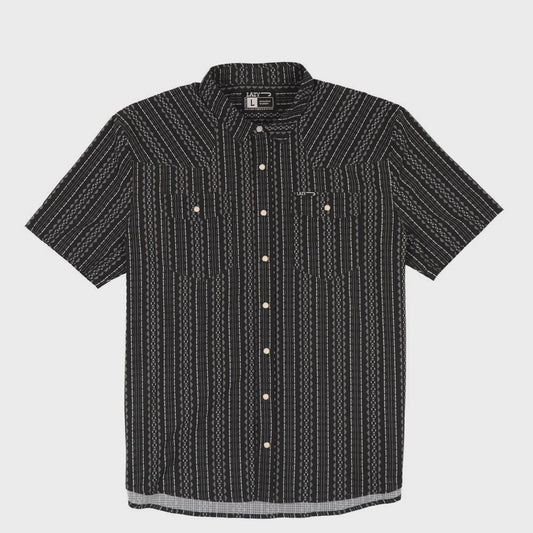 LAZY J S/S PEARL SNAP AIRFLOW BLACK WESTERN STRIPES