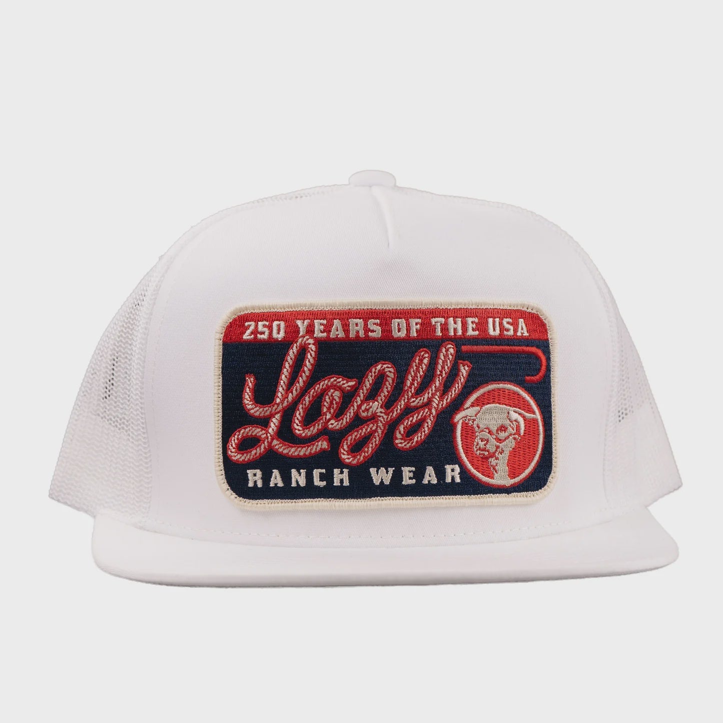LAZY J RANCH WHITE HERITAGE CLASSIC FIVE PANEL TRUCKER HAT