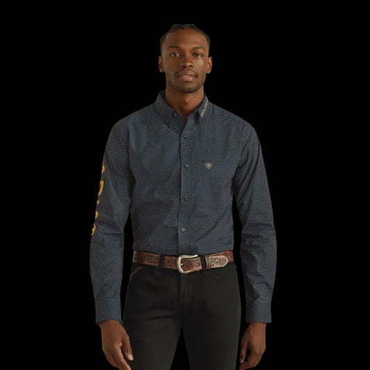 10062254 | ARIAT MENS BLACK/GOLD TEAM PORTLAND FITTED LS BD SHIRT