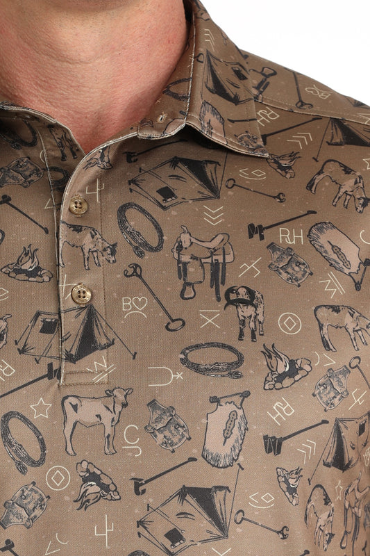 MTK1865039 | CINCH BROWN PRINT ARENAFLEX POLO