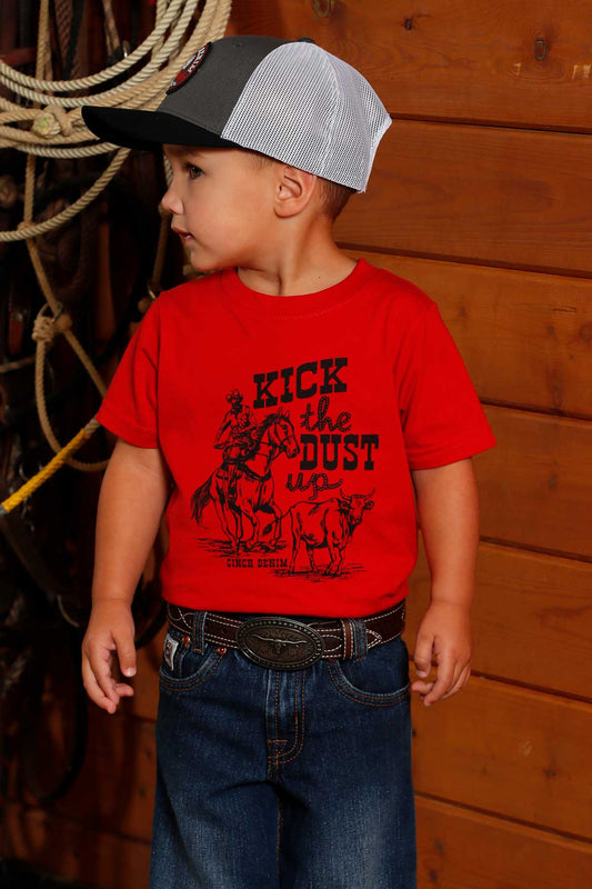 MTT7672065 CINCH BOY'S RED KICK THE DUST UP S/S TEE