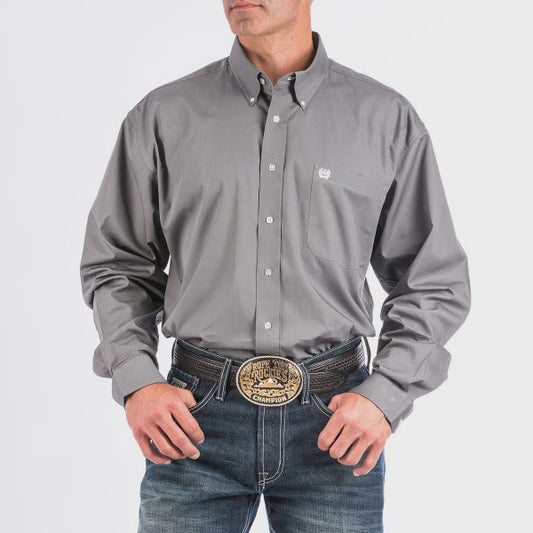 MTW1104238 | CINCH MENS SOLID GREY BUTTON UP