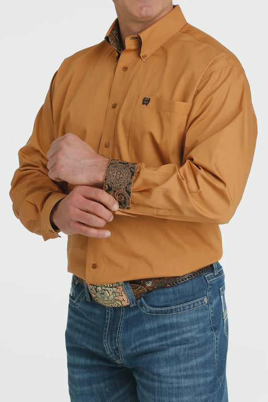 MTW1105666 CINCH MEN'S GOLD SOLID L/S SHIRT