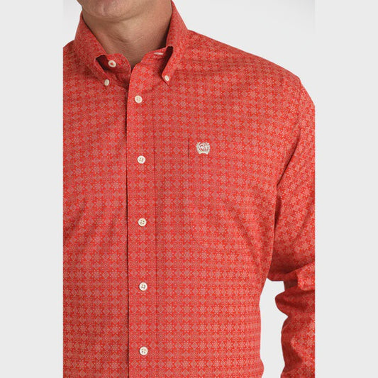 MTW1105803 | CINCH MENS RED GEOMETRIC BUTTON UP