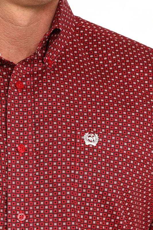 MTW1105944 | CINCH MEN'S RED SQUARES LS SHIRT