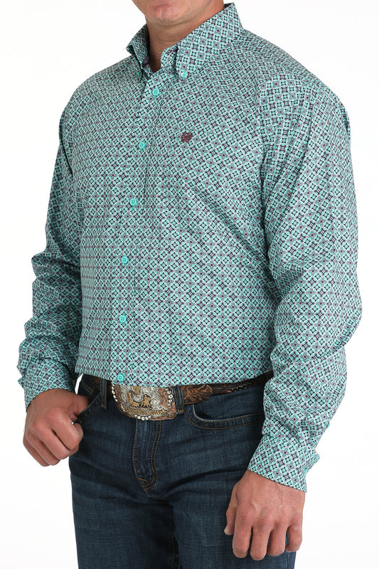 MTW1105971 | CINCH MENS TURQUOISE L/S BUTTON UP