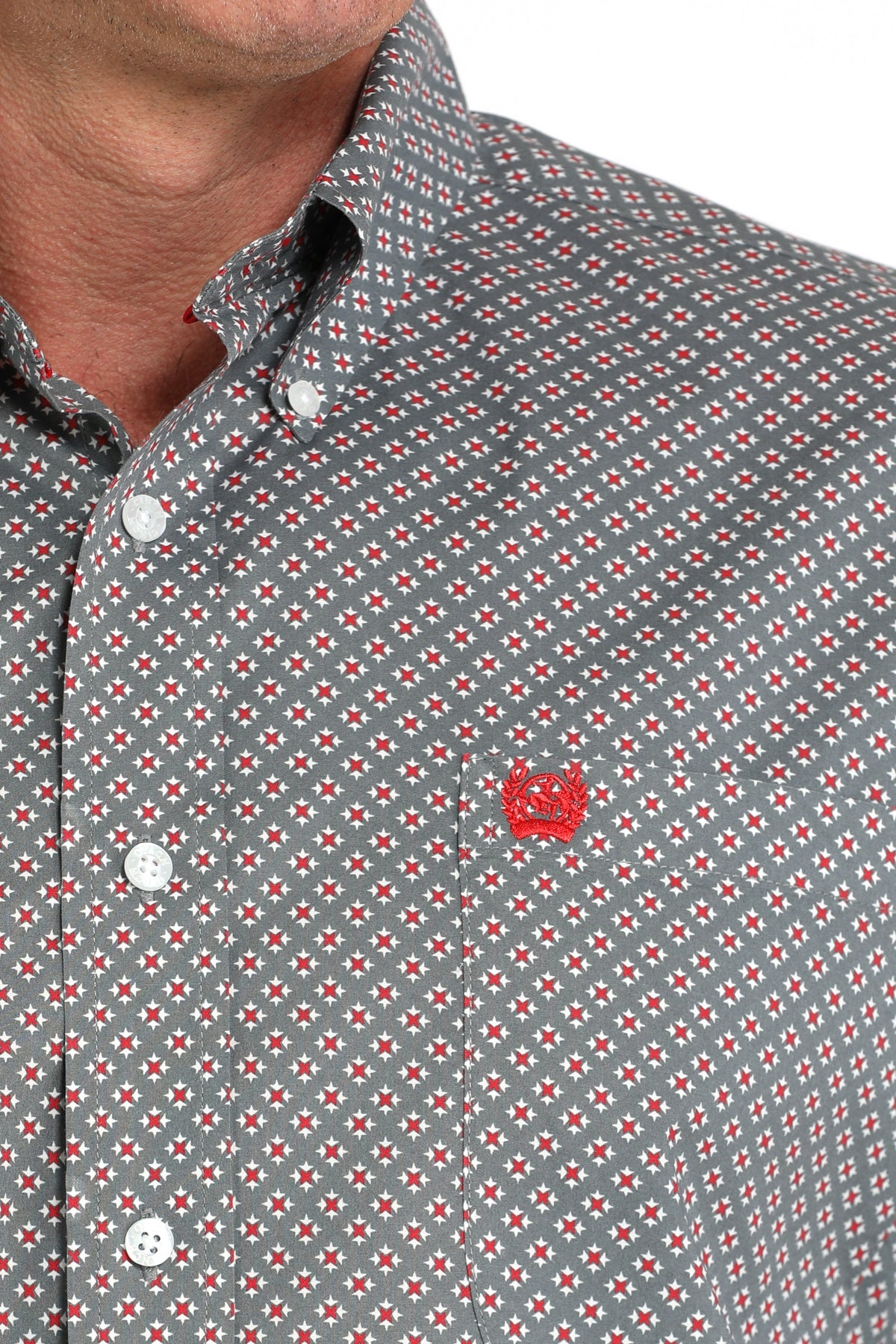 MTW1105985 | MEN'S CINCH GREY/RED DIAMOND PRINT L/S SHIRT