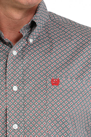 MTW1105985 | MEN'S CINCH GREY/RED DIAMOND PRINT L/S SHIRT
