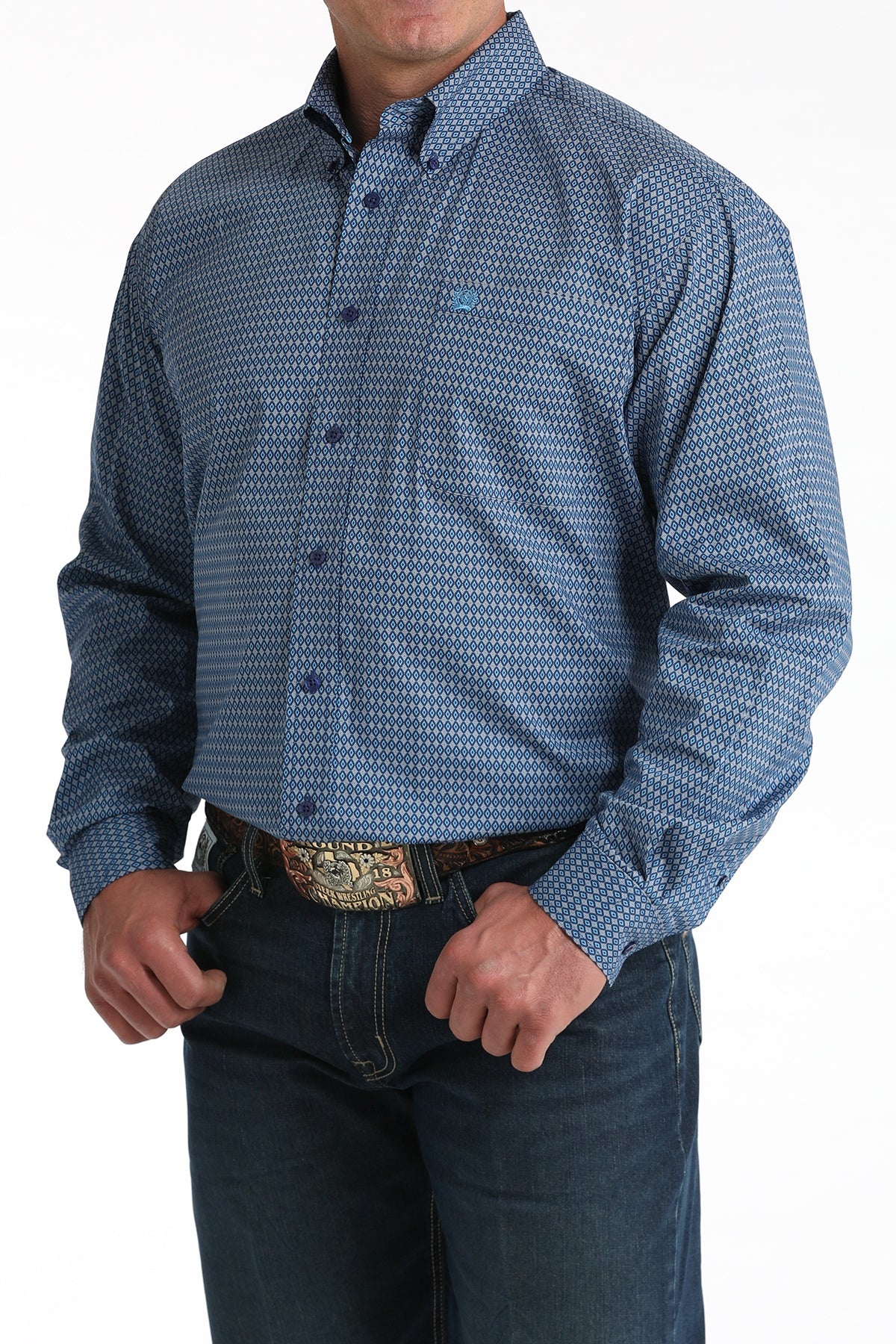 MTW1106011 | CINCH MEN'S ROYAL BLUE DIAMOND PATTERN LS SHIRT