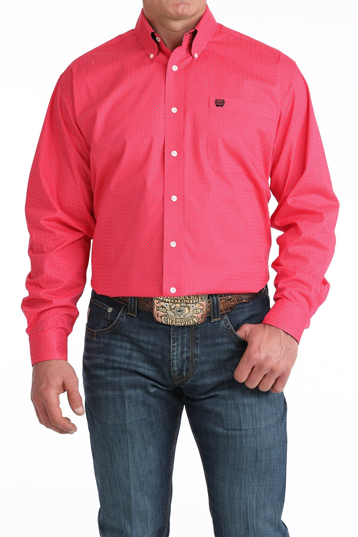 MTW1106045 | CINCH MEN'S PRINT PINK L/S SHIRT