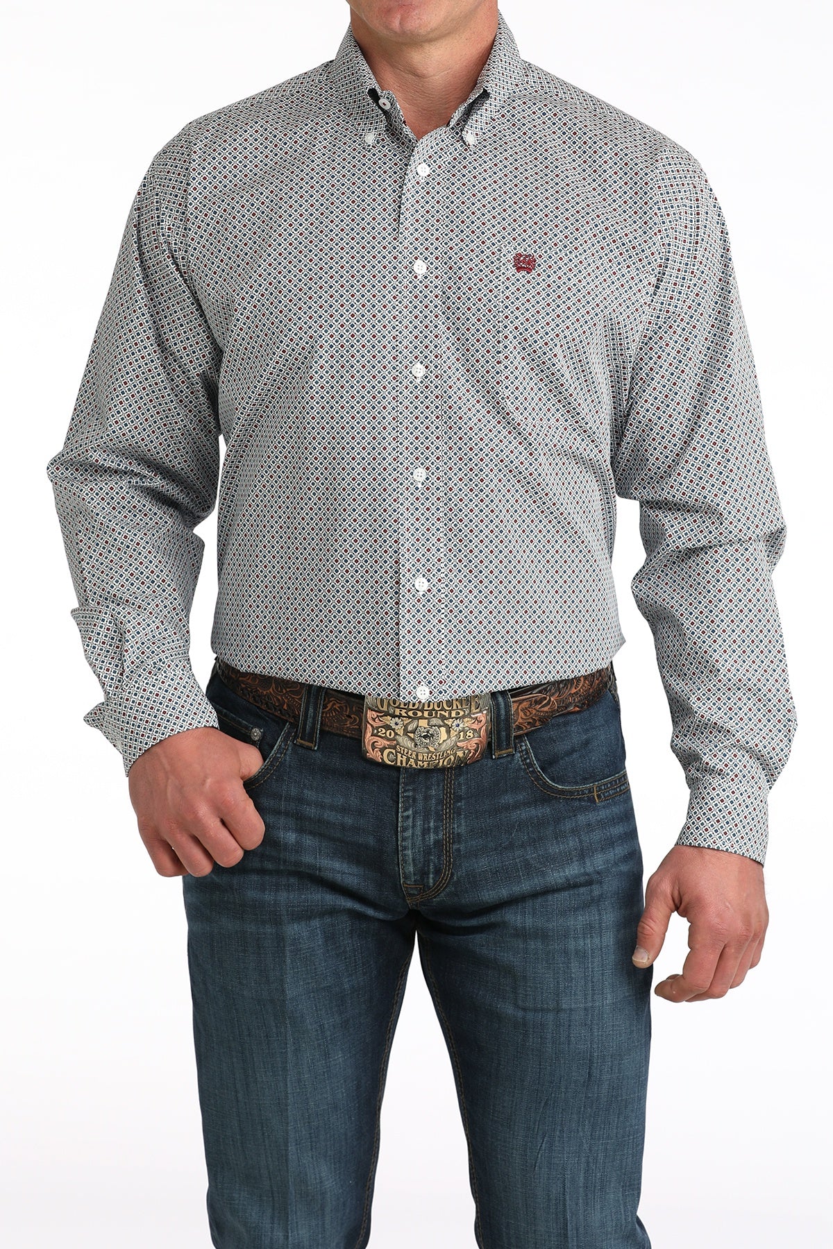 MTW1106050 CINCH MEN'S WHITE L/S SHIRT