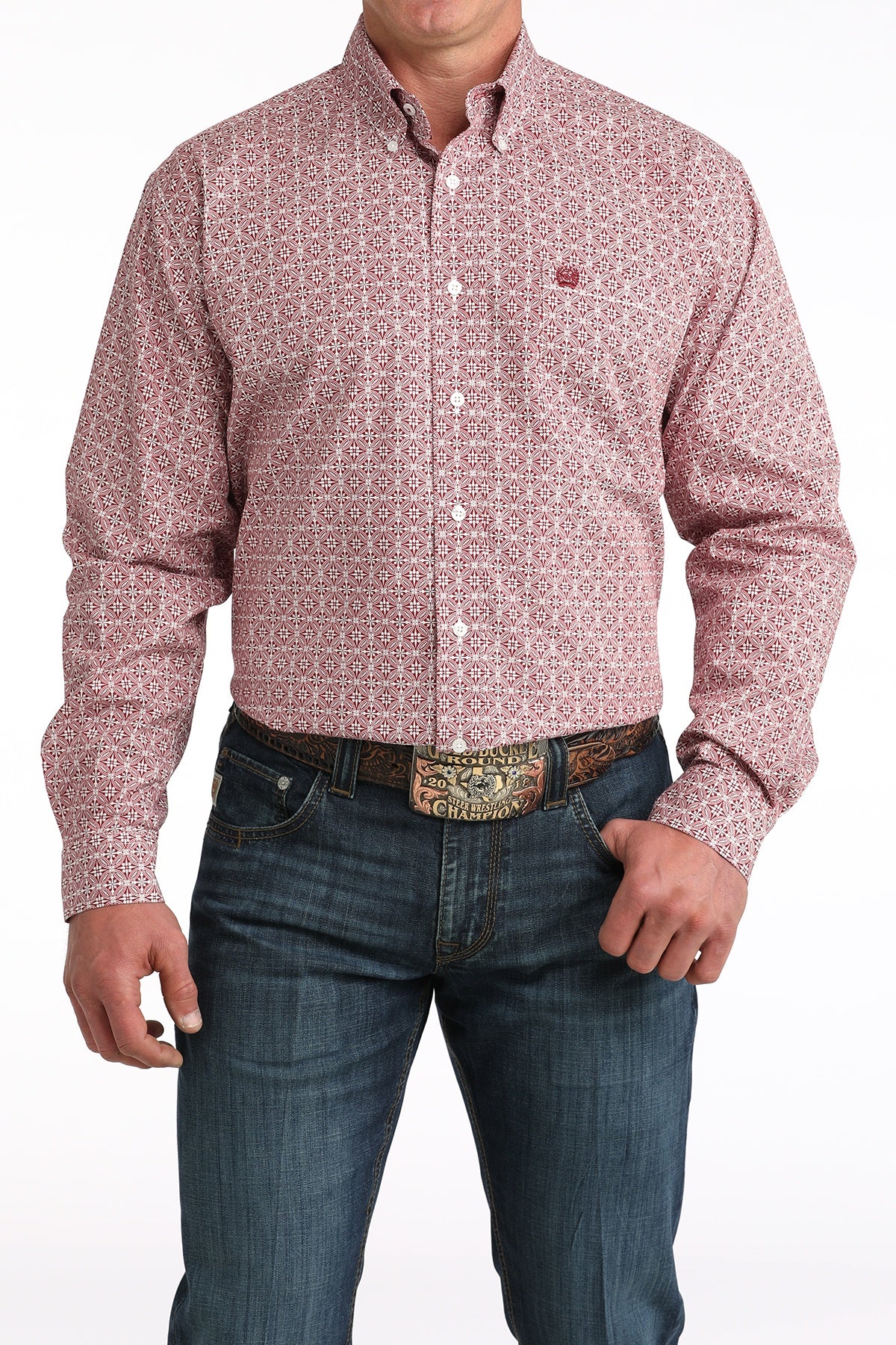 MTW1106052 CINCH MEN'S L/S PRINT RED SHIRT