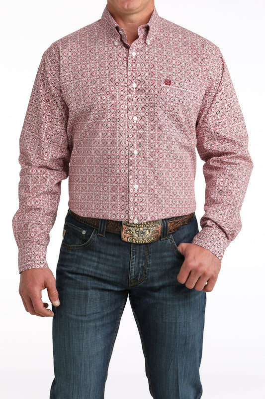 MTW1106052 CINCH MEN'S L/S PRINT RED SHIRT