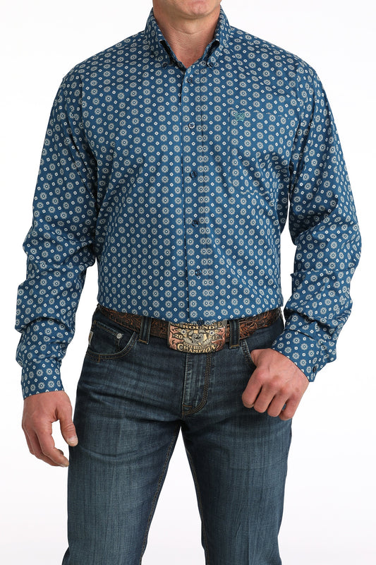 MTW1106054 CINCH MEN'S BLUE/WHITE L/S SHIRT