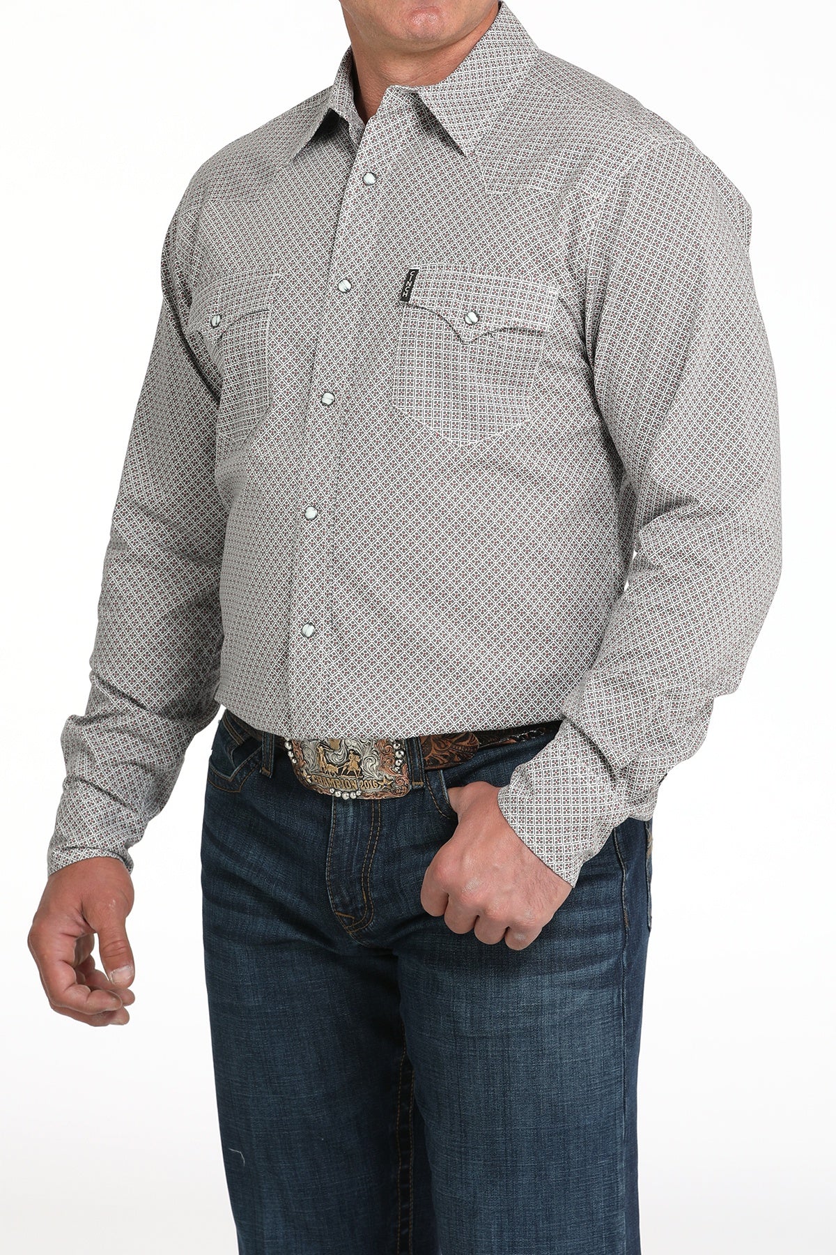MTW1303095 | MEN'S CINCH GREY 4 CLOVER L/S SNAP SHIRT