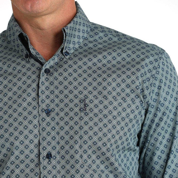 MTW1347112 CINCH MEN'S NAVY DIAMOND MODERN FIT L/S SHIRT