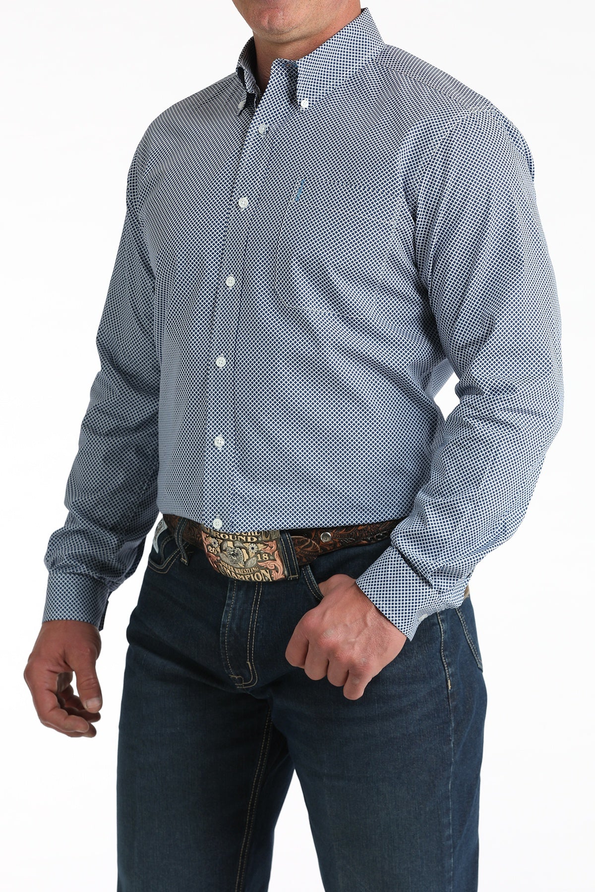 MTW1347146 | CINCH MEN'S ROYAL BLUE DIAMOND GEO PRINT LS SHIRT
