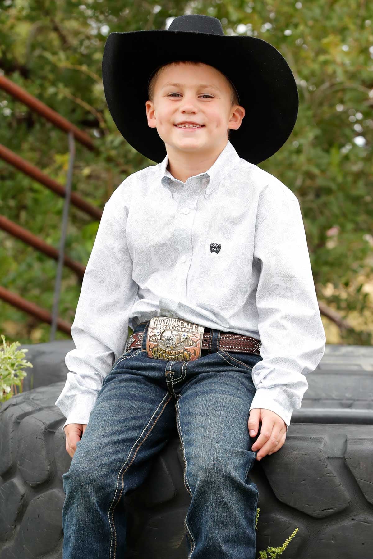 MTW7060393 | BOY'S CINCH WHITE PAISLEY L/S SHIRT