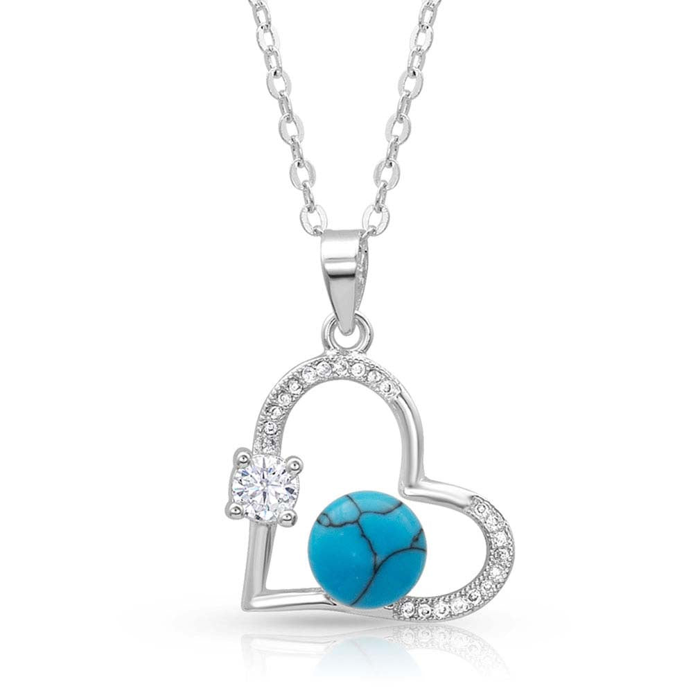 NC4501 | MONTANA SILVERSMITHS OPEN HEART TURQUOISE PEARL NECKLACE