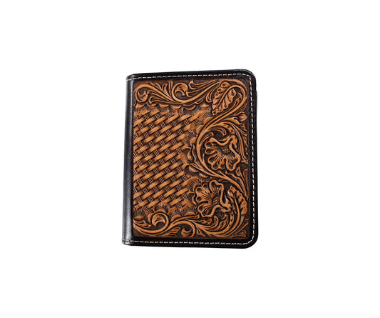 N500051902 | NOCONA BROWN FLORAL BASKET WEAVED BIFOLD WALLET