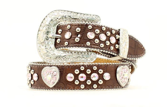 N4425202 | NOCONA GIRL'S BROWN PINK RHINESTONE BELT