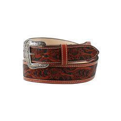 N2496908 | NOCONA DARK WOOD FLORAL EMBOSSED BELT
