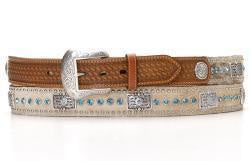 N2442148 | NOCONA MENS BROWN HAIR BLUE STONE BELT