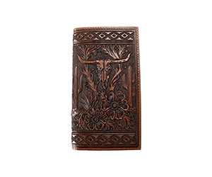 N500051502 | NOCONA BROWN LONGHORN FLOWERS RODEO WALLE