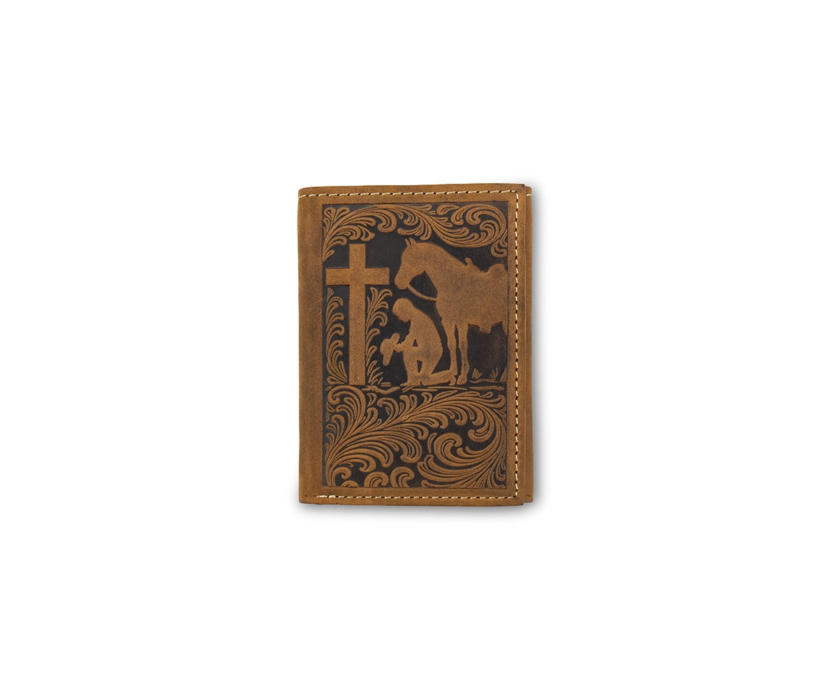 N500053544 | NOCONA COWBOY PRAYING TRIFOLD WALLET - MEDIUM BROWN