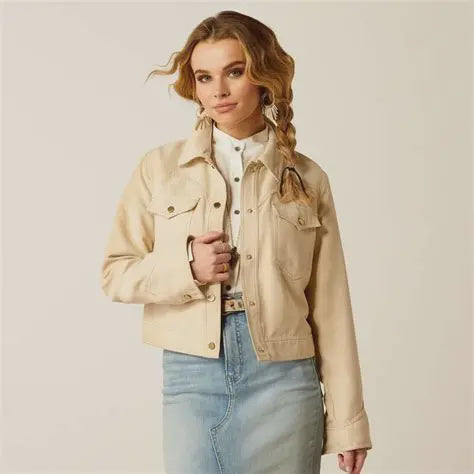10052045| ARIAT WOMENS RODEO CREAM CROPPED JACKET