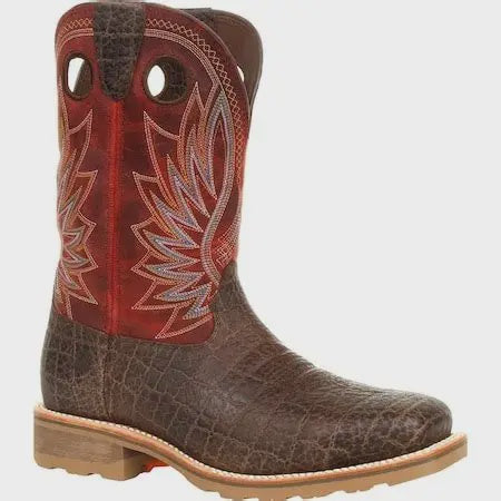 DDB0301 | DURANGO MEN'S BROWN WESTERN SAFARI ELEPHANT AND CRIMSON