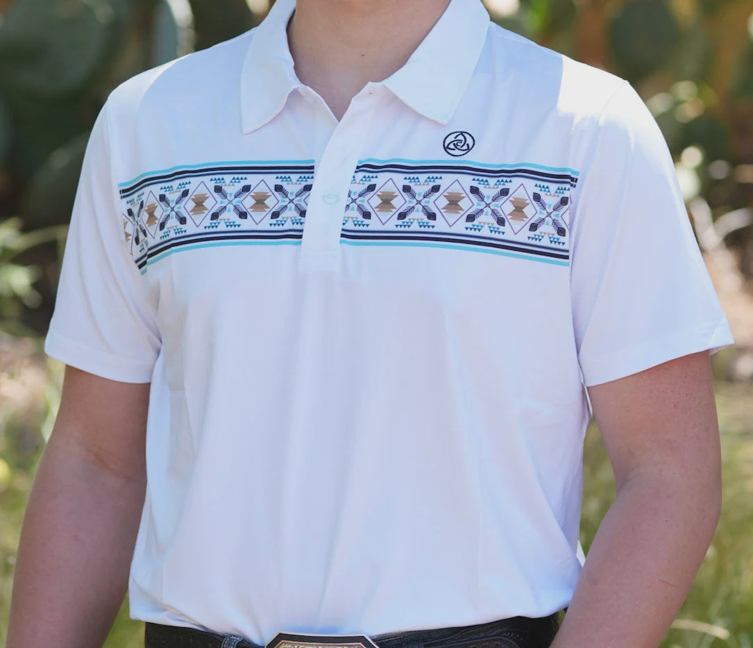 SKCL2025P20 | CUEROLINE POLO WHITE AZTEC LINE
