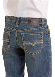 BMHPD06699/ROCK&ROLL MEN’S MEDIUM WASH TWO TONE PISTOL STACK JEANS