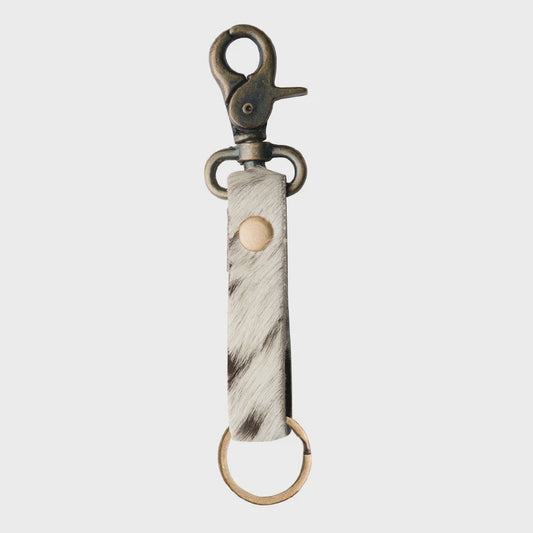 S-2317 | MYRA DEMURE BLACK&WHITE COWHIDE KEY CHAIN