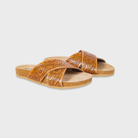 S-9664| WOMEN'S GRACIE HAND-TOOLED SANDALS