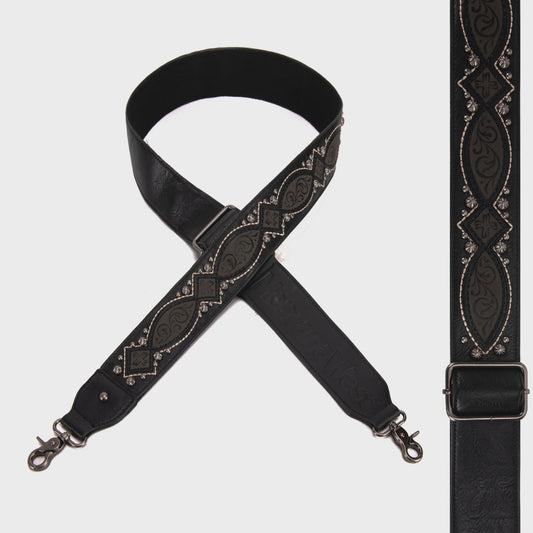 PST-2012BK MONTANA WEST STRAP BLACK- CROSSBODY- GUITAR STYLE TOOLED