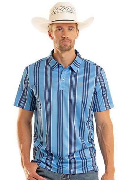 BM51T08728 | ROCK & ROLL MENS BLUE STRIPED POLO