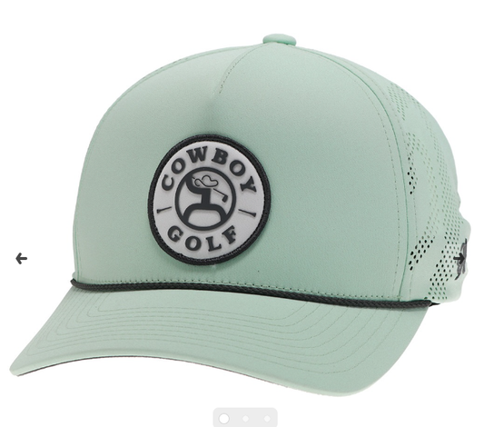 2530T-MT/ HOOEY MINT COWBOY GOLF TRUCKER CAP WITH WHITE/BLACK CIRCLE PATCH