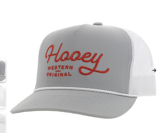 2460T-GYWH HOOEY GREY/WHITE OG TRUCKER CAP W/ORANGE STITCHING CAP