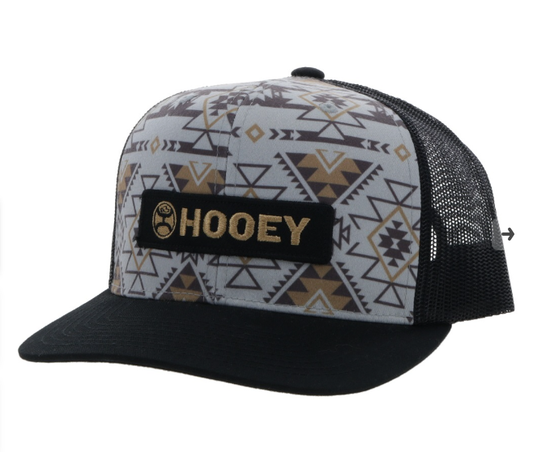 2313T-GYBK | HOOEY BLACK/BLACK/GREY LOCK-UP TRUCKER CAP