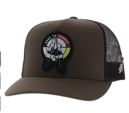 2563T-BR/HOOEY SAGE TO SADDLE TRUCKER CAP-BROWN
