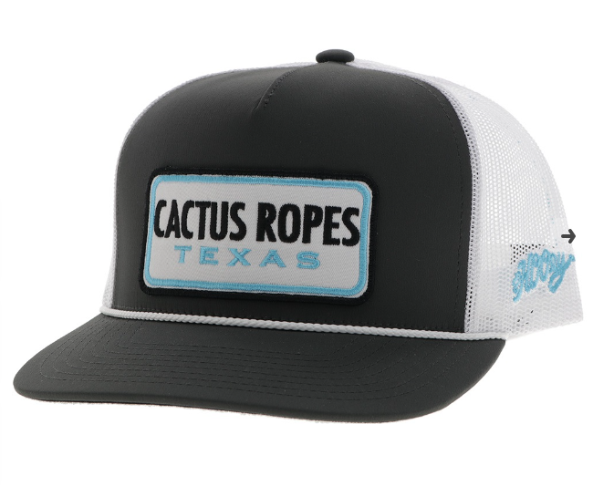 CR108/ HOOEY CACTUS ROPES TRUCKER CAP-GREY/WHITE-TURQUOISE