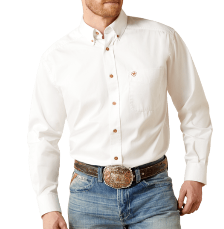 10000503 | MEN'S SOLID WHITE TWILL CLASSIC FIT L/S SHIRT