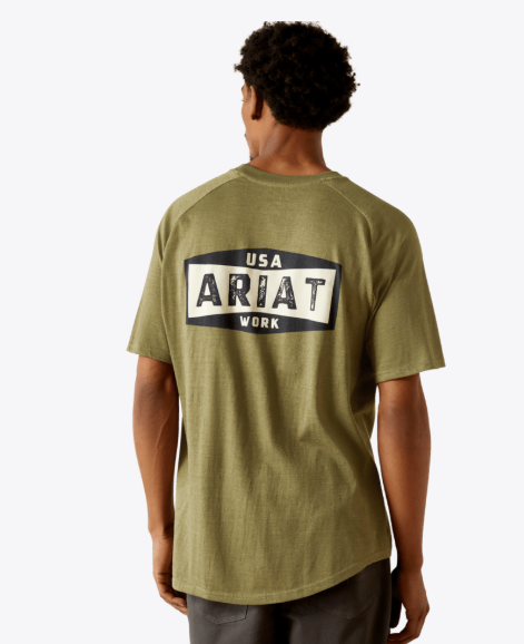 10054514 | MEN'S REBAR STRONG BADGE S/S T-SHIRT - SAGE HEATHER