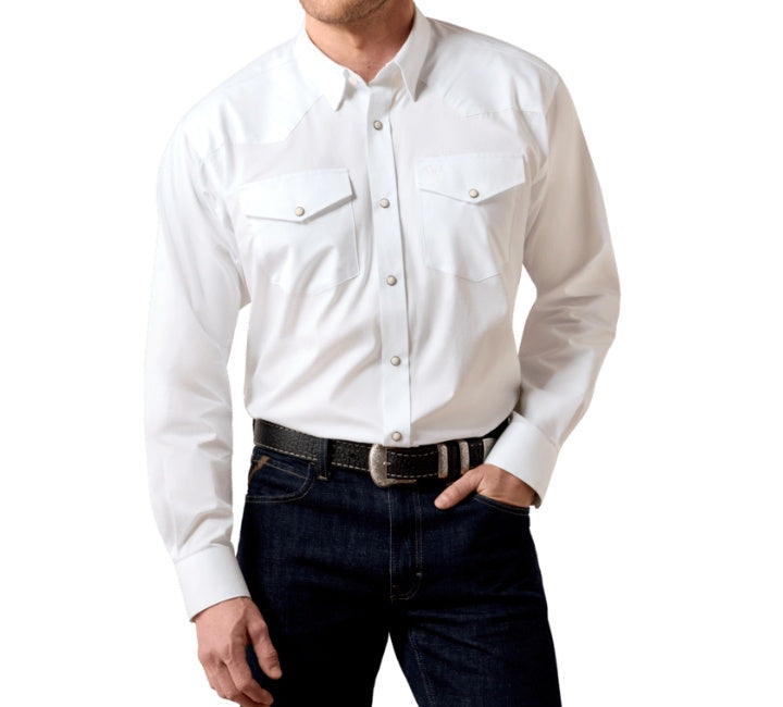10071236 | ARIAT MEN'S SOLID WHITE LIGHTWEIGHT TWILL L/S SNAP SHIRT