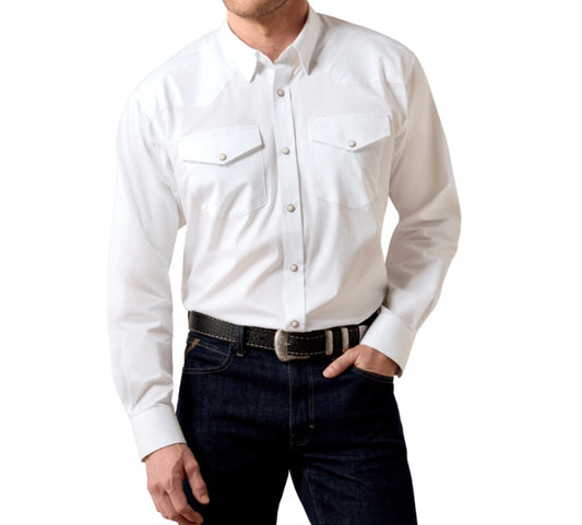 10071236 | ARIAT MEN'S SOLID WHITE LIGHTWEIGHT TWILL L/S SNAP SHIRT
