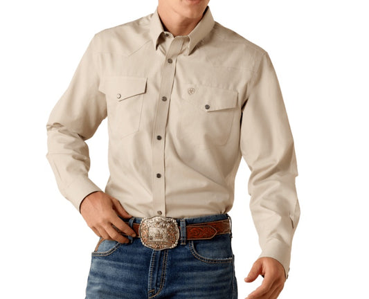 10071105 | ARIAT MEN'S BRINDLE WF PINPOINT OXFORD FTD L/S SNAP SHIRT