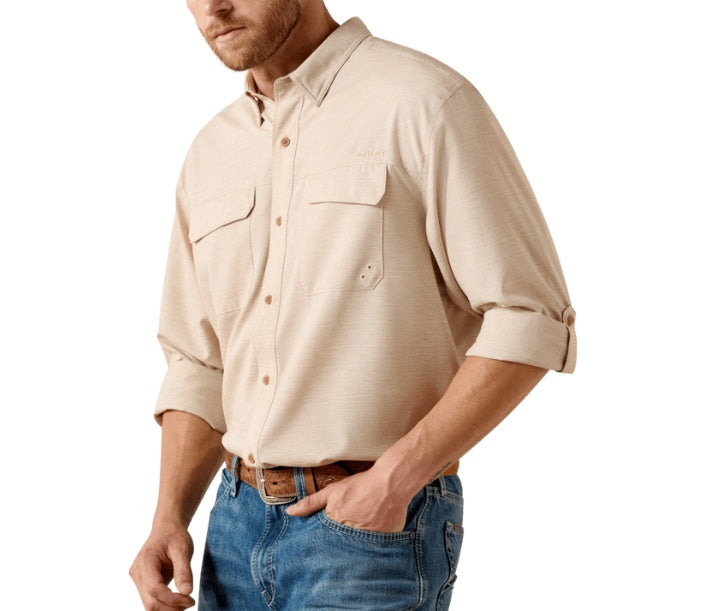 10071487 | ARIAT MEN'S VENTTEK OUTBOUND CLASSIC FIT SS SHIRT - TAN HEATHER